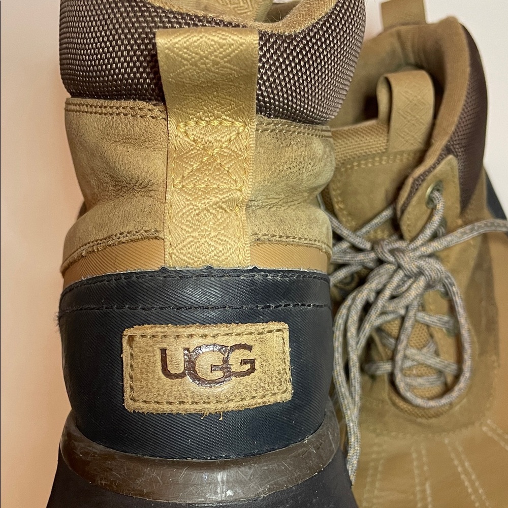UGG Men’s Emmett Duck Waterproof Leather Chestnut Coloured Winter Outdoor Boots - Picture 2 of 9